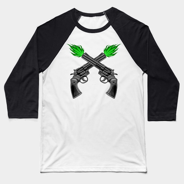 twin pistols Baseball T-Shirt by spoilerinc